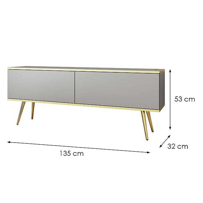 Szekrény RTV Oro 135 Szürke+ Fekete lábak,2