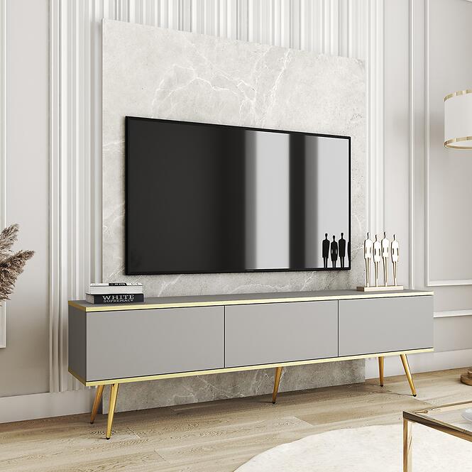 Szekrény RTV Oro 175 Szürke+ Fekete lábak,3