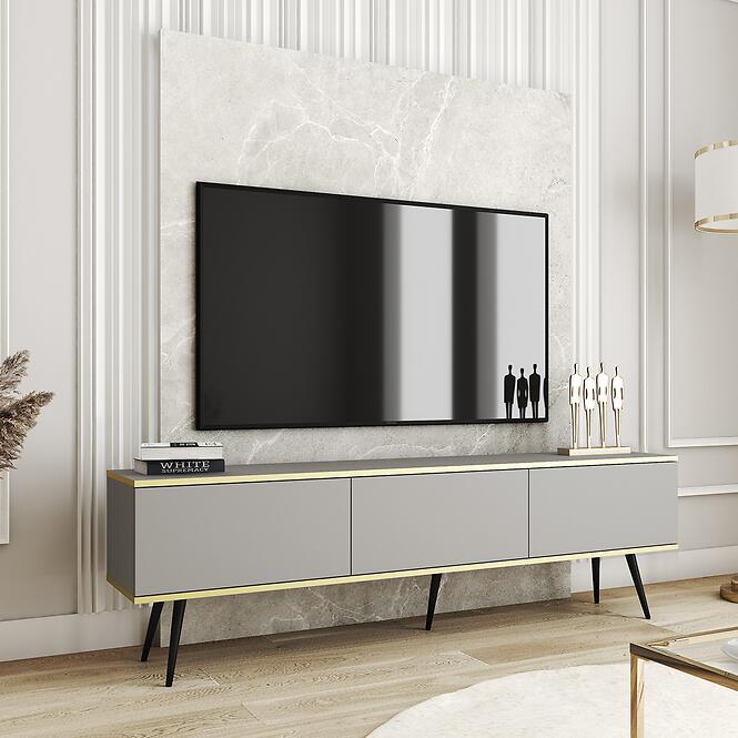 Szekrény RTV Oro 175 Szürke+ Fekete lábak,4