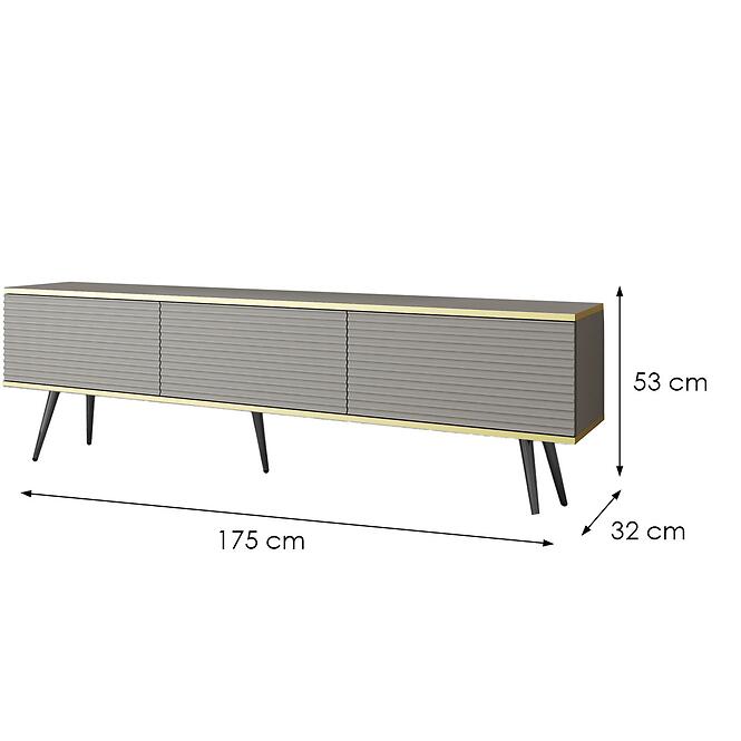 Szekrény RTV Oro Mdf Hornyolás 175 Szürke+ Fekete lábak,2