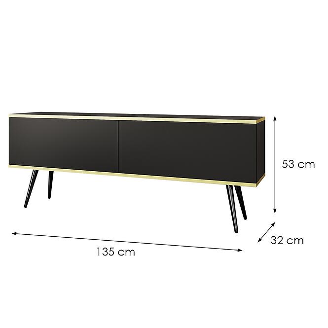Szekrény RTV Oro 135 Fekete+ Fekete lábak,2
