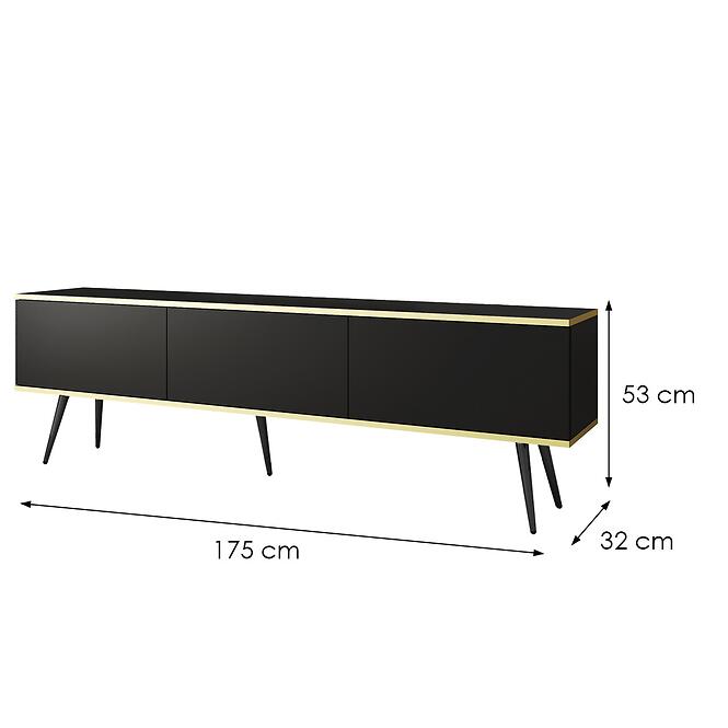 Szekrény RTV Oro 175 Fekete+ Fekete lábak,2