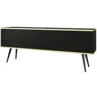 Szekrény RTV Oro Mdf Hornyolás 135 Fekete+ Fekete lábak