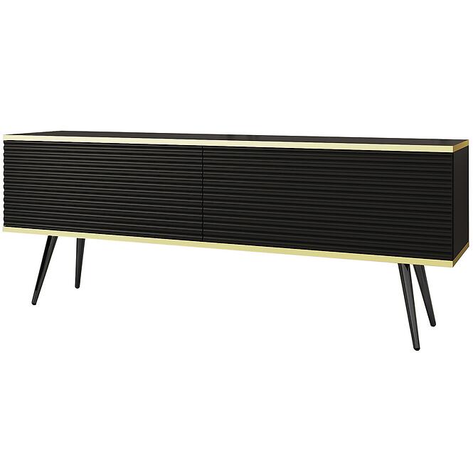 Szekrény RTV Oro Mdf Hornyolás 135 Fekete+ Fekete lábak