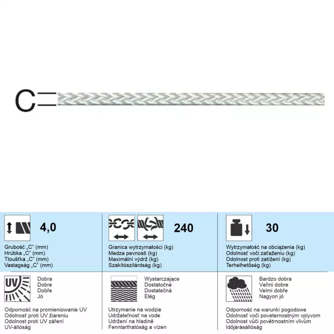 Fehér kábel 4 mm