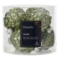 Karácsonyi díszek üveg tobozok 6 db zöld Ø5 cm h7 cm 9011113