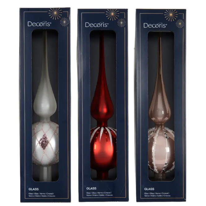 Üveg csúcsdísz karácsonyfára mix 31 cm 9170238