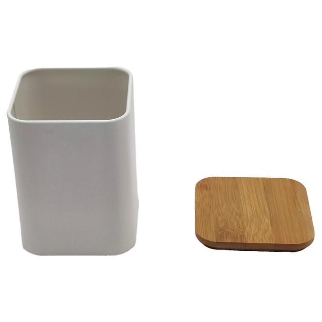 Konténer bambusz fedéllel white FTC698 9x9x13,5h cm,3
