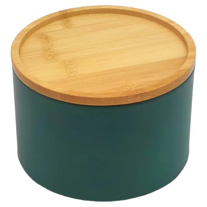 Konténer bambusz fedéllel FTC700-A dark green ø13x9 cm