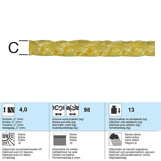 PP huzal sárga 4 mm