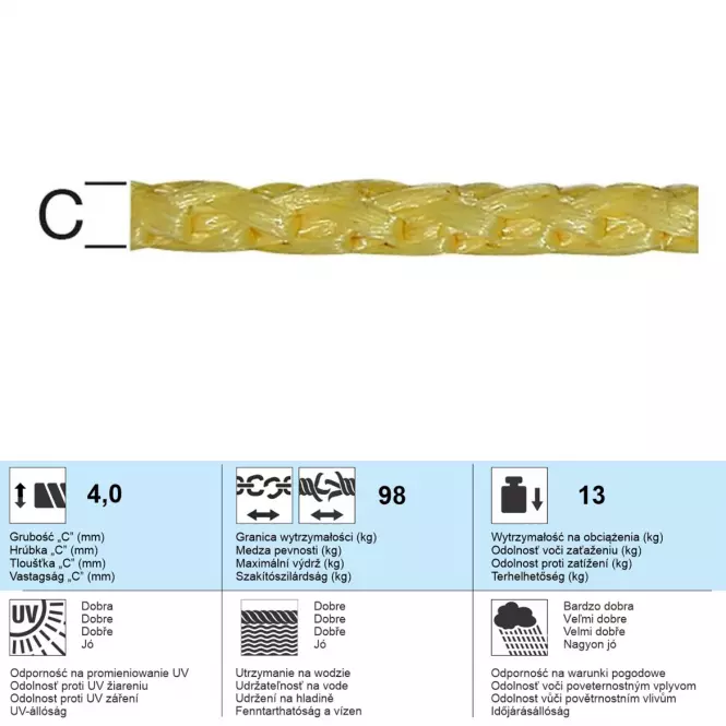PP huzal sárga 4 mm,2