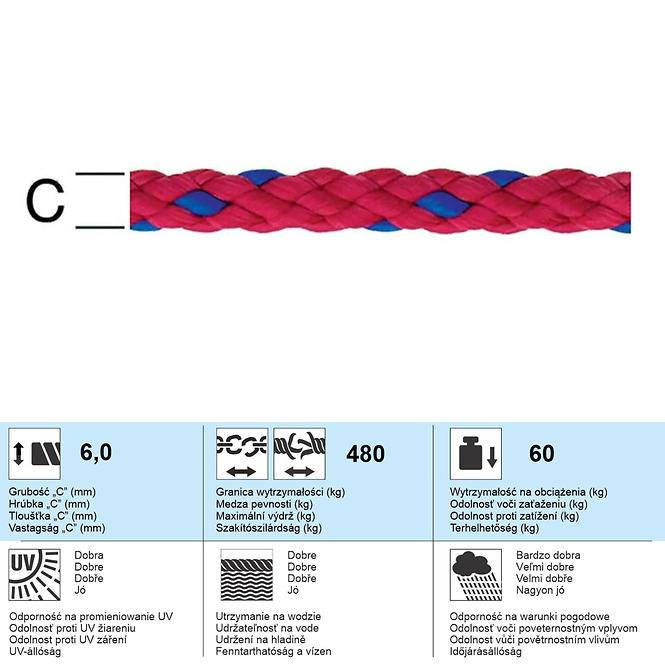 PP-zsinór vörös-kék 6 mm