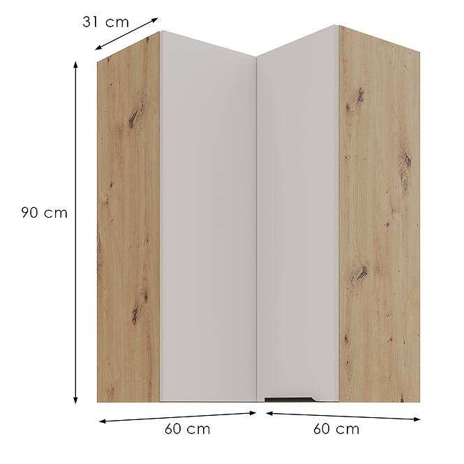 Konyhaszekrény Solea cashmere/artisan 60x60 GN-90 2F (90°),2