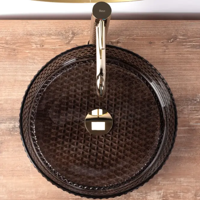 Mosdókagyló lapon Cristal Black,4