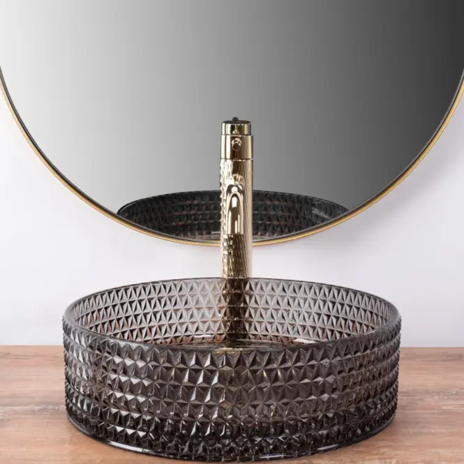 Mosdókagyló lapon Cristal Black,5