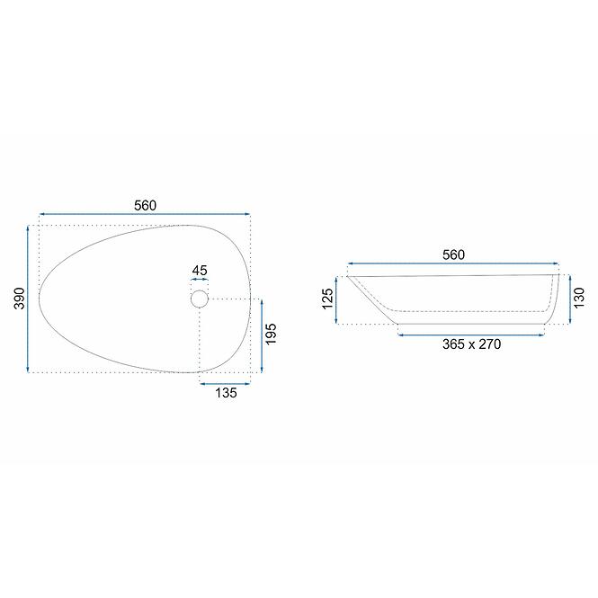 Mosdókagyló lapon Greta 55,2