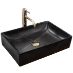 Mosdókagyló lapon Inga Black Marable Matt