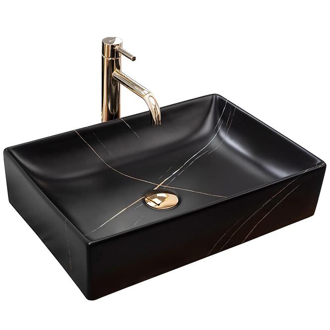 Mosdókagyló lapon Inga Black Marable Matt