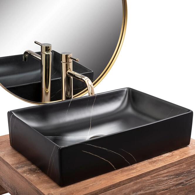 Mosdókagyló lapon Inga Black Marable Matt,7