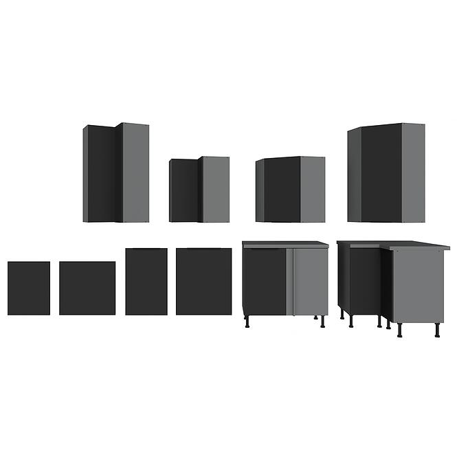 Konyhaszekrény Aria-Bl/Ant Anti Fingerprint 40d 3s Bb,11