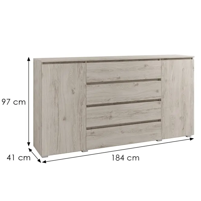 Komód Cosmo C06 4s2d Tölgy Oslo,2