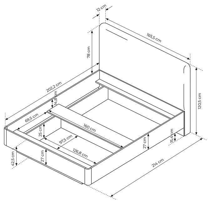 Ágy 160x200 Viki Tölgy Barista