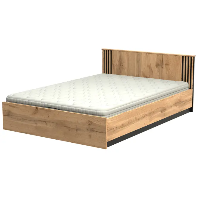 Ágy La30 140x200 Lamelo Tölgy Wotan/Fekete Mat