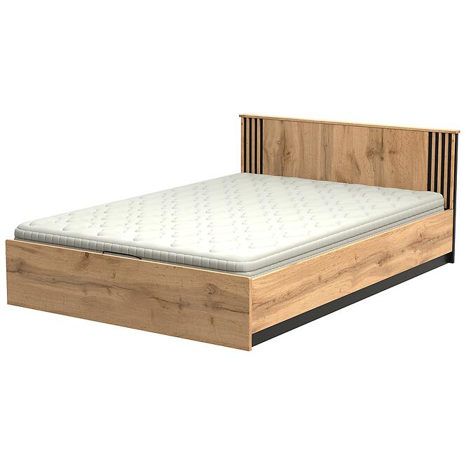 Ágy La30 140x200 Lamelo Tölgy Wotan/Fekete Mat