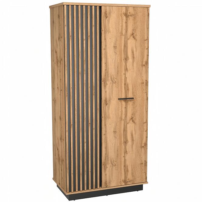 Szekrény La27 Lamelo tölgy Wotan/Fekete Mat