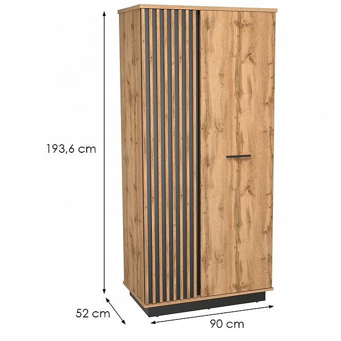 Szekrény La27 Lamelo tölgy Wotan/Fekete Mat,2
