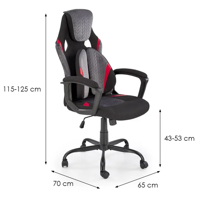 Irodai gaming szék Jensen fekete/szürke/piros