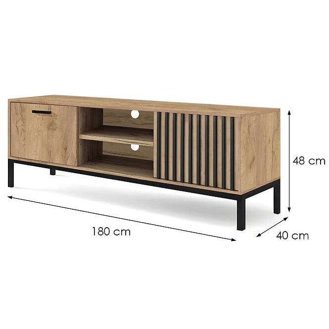 Szekrény RTV Lamino RTV-1 tölgy craft/fekete,2