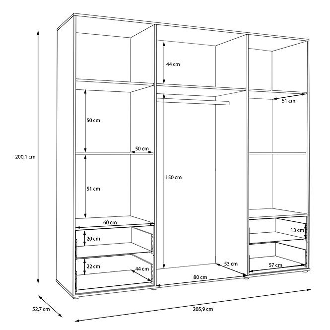 Szekrény Mokkaro  Moks845-M802  2d2lud4sz Homok/Tölgy Mauvella