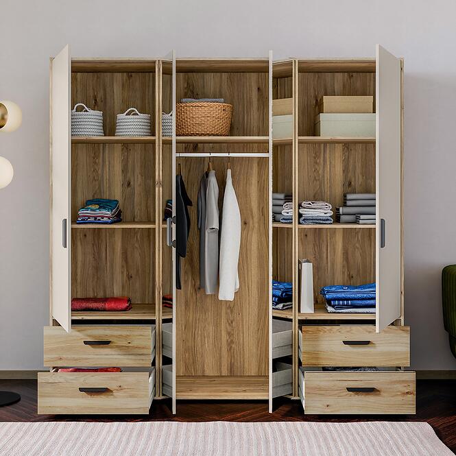 Szekrény Mokkaro  Moks845-M802  2d2lud4sz Homok/Tölgy Mauvella