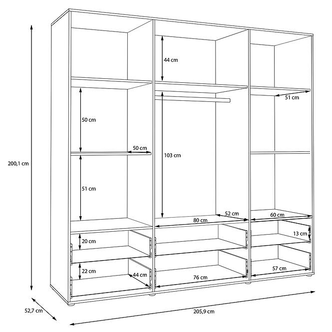 Szekrény Mokkaro  Moks846-M802  2d2lud6sz Homok/Tölgy Mauvella,3