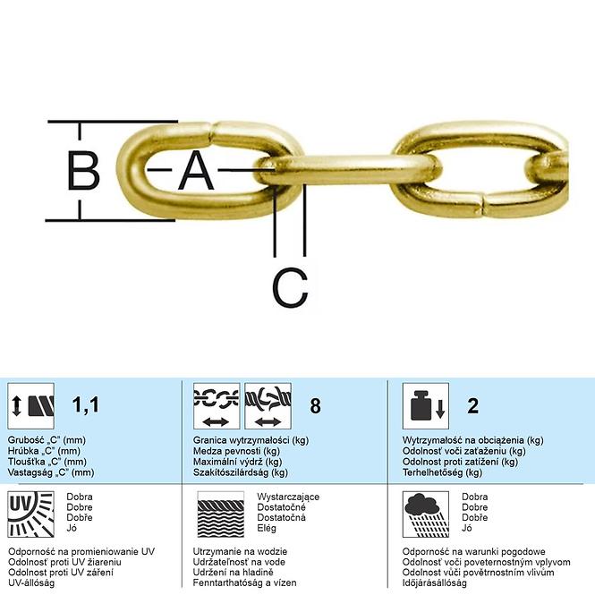 Dekoratív lánc 1,1 mm rézóra