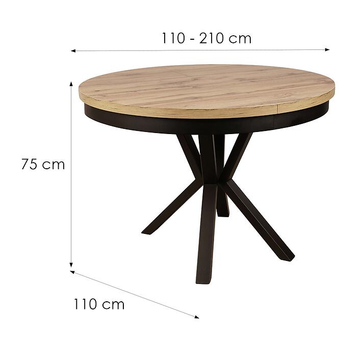 Asztal St-42 110+2x50 Tölgy Wotan/Tölgy -Fém láb