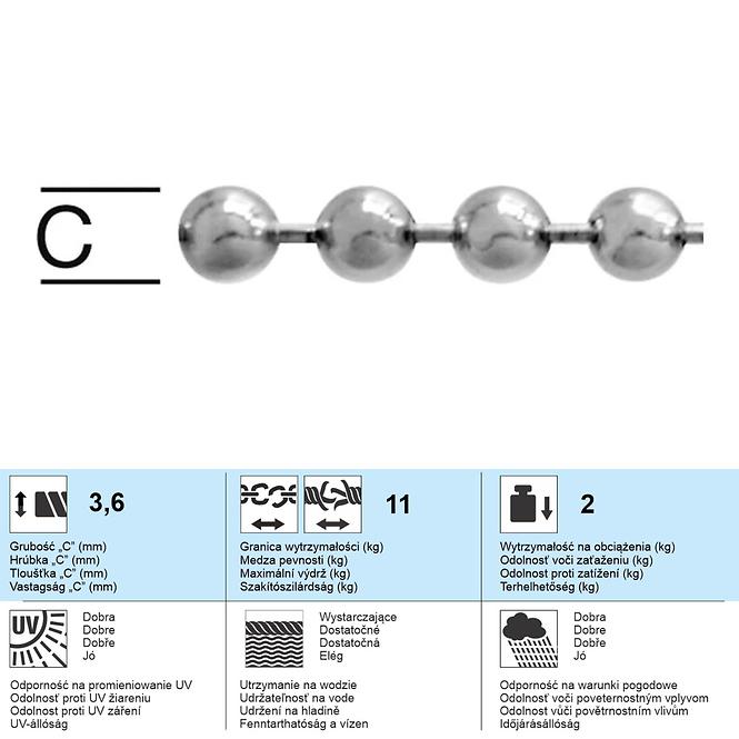 Sárgaréz / króm gömblánc 3,6 mm,2
