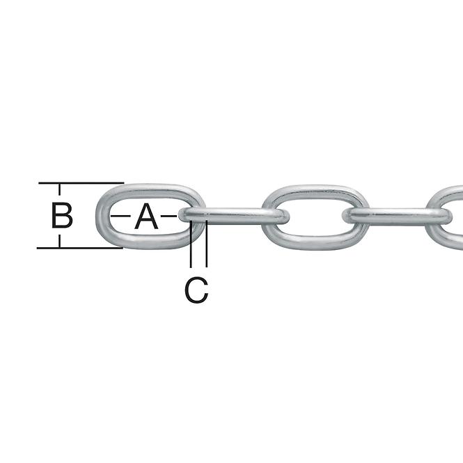 Műszaki lánc, kör alakú, 2 mm horganyzott