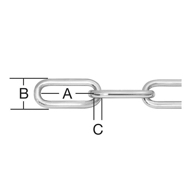 Műszaki lánc rozsdamentes acélból, kb. 3 mm