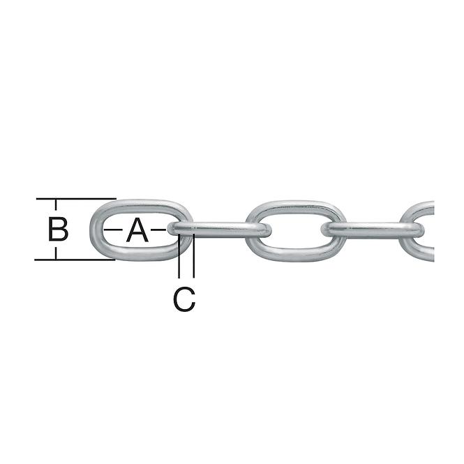 Műszaki kerek din766 5 mm-es horganyzott lánc