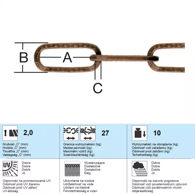 Dekoratív lánc 2x2 m oxidált