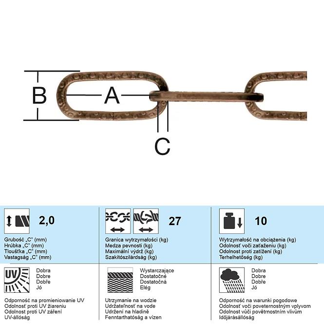 Dekoratív lánc 2x2 m oxidált