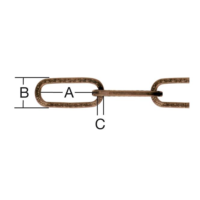 Dekoratív lánc 3 x 3 mm oxidált