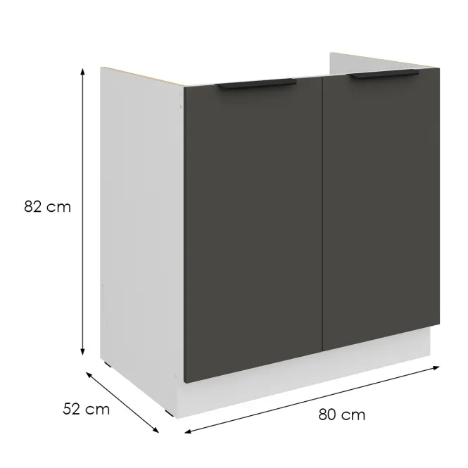 Konyhaszekrény Aria-Gr/Wh Anti Fingerprint 80zl 2f Bb