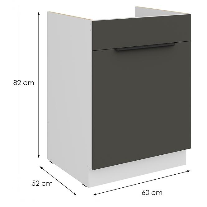 Konyhaszekrény Aria-Gr/Wh Anti Fingerprint 60zl 1s Bb,2