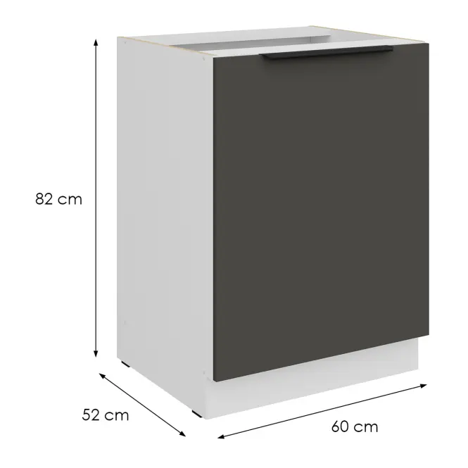 Konyhaszekrény Aria-Gr/Wh Anti Fingerprint 60d 1f Bb,2