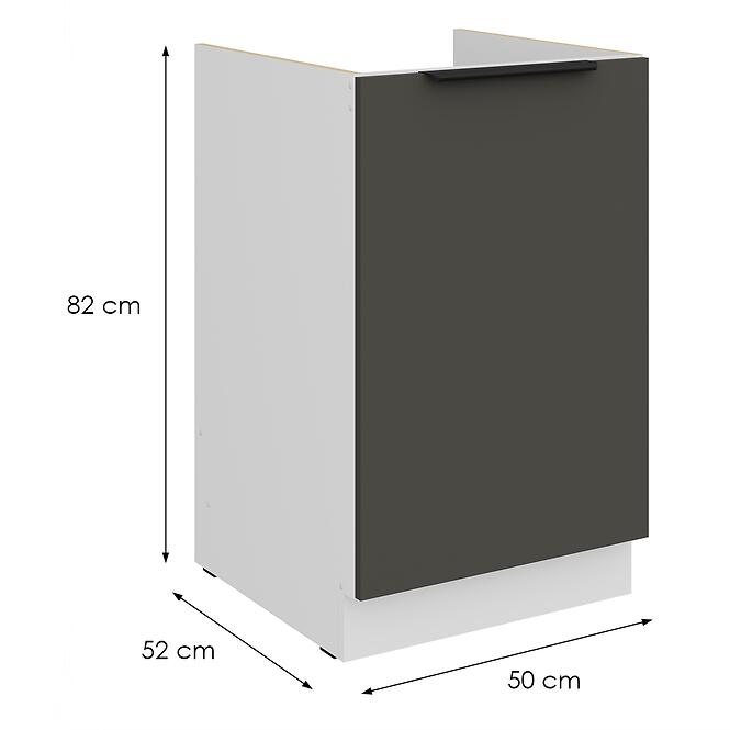 Konyhaszekrény Aria-Gr/Wh Anti Fingerprint 50zl 1f Bb,2