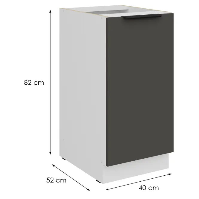 Konyhaszekrény Aria-Gr/Wh Anti Fingerprint 40d 1f Bb