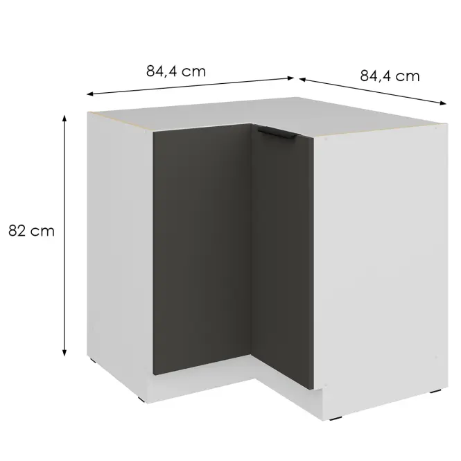 Konyhaszekrény Aria-Gr/Wh Anti Fingerprint 90x90 Dn 2f Bb
